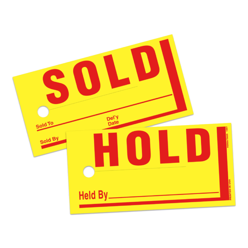 Tags Sold/Hold Jumbo- 4'' X 8"