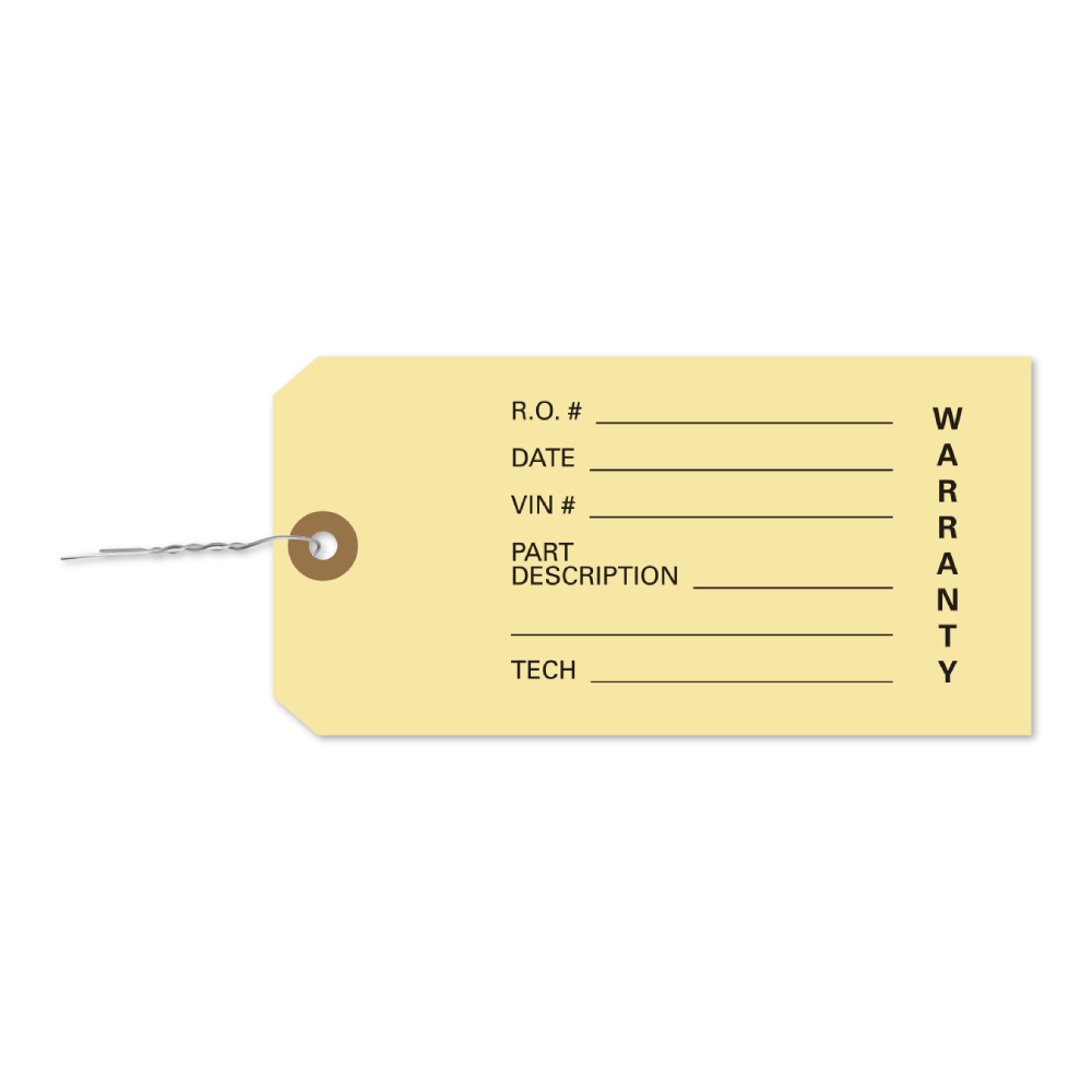 Manila Tags- Warranty Parts Tag