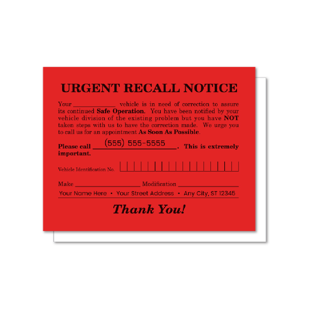 Urgent Recall Notice- Imprinted - Image 3