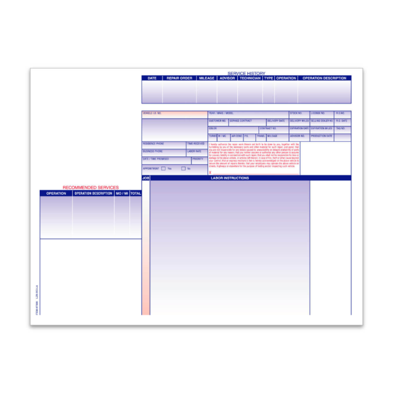 Laser Repair Order- LZR-RO-LA- 32# Plain