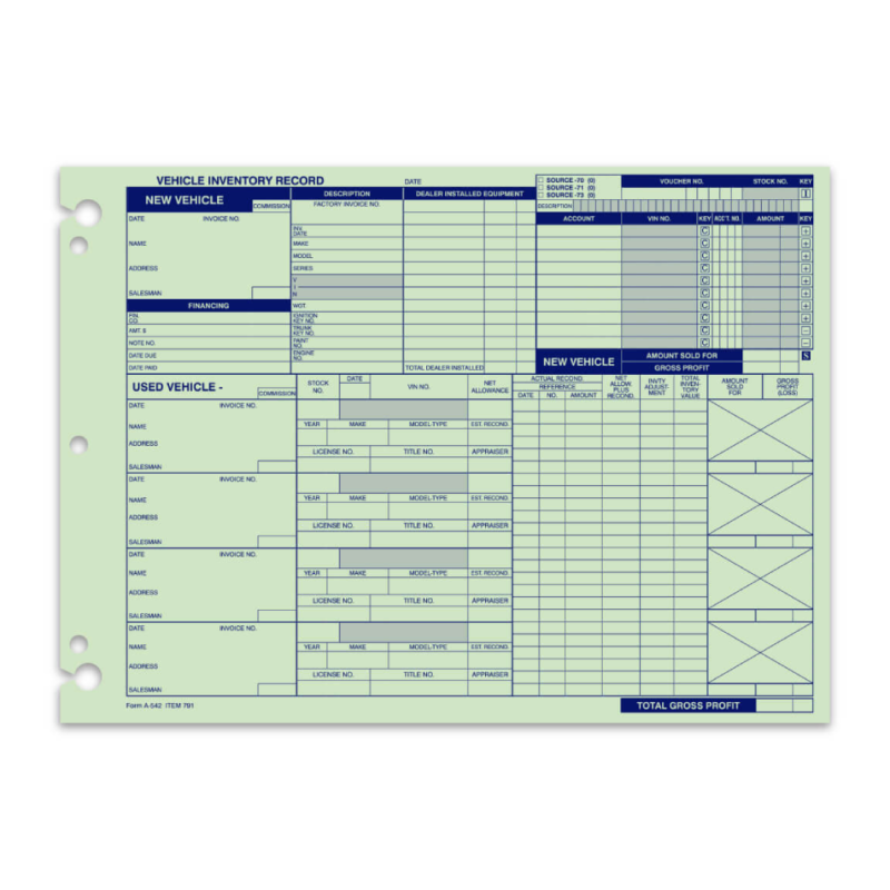 Vehicle Inventory Records- 1 Sided - Image 3