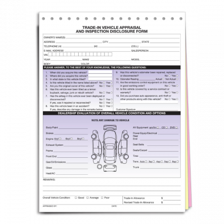 Trade-In Vehicle Appraisal & Disclosure Form
