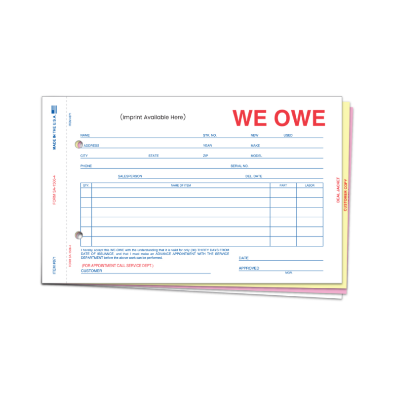 We Owe Imprinted/ 4 Part
