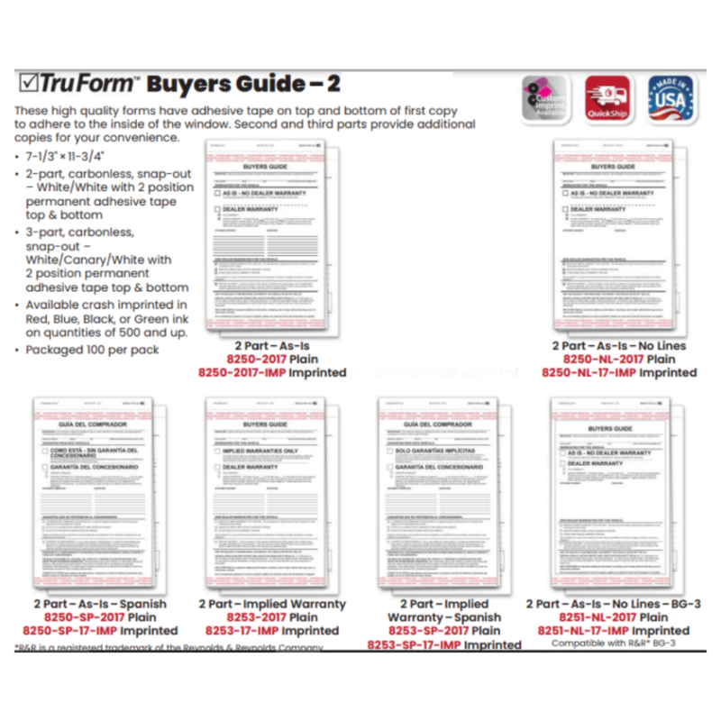 Buyers Guide TruForm– 2 Part Imprinted