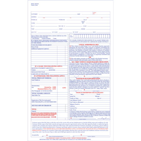 NCR Form– Bill of Sales Imprinted (2 Parts or 3 Parts)